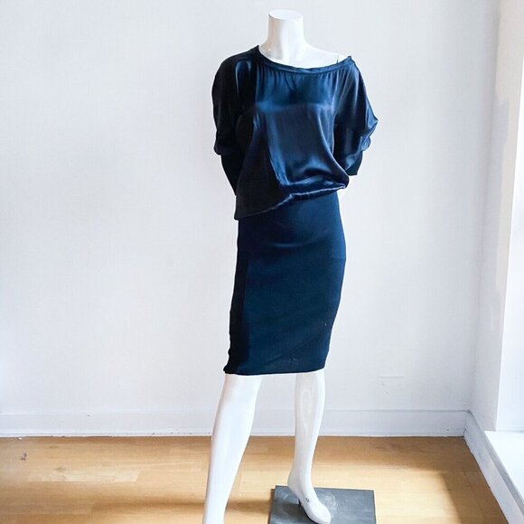 Yves Saint LAurent Autumn 2008 Silk Knit Mixed Materials Cocktail Dress S/38 - Picture 2 of 12